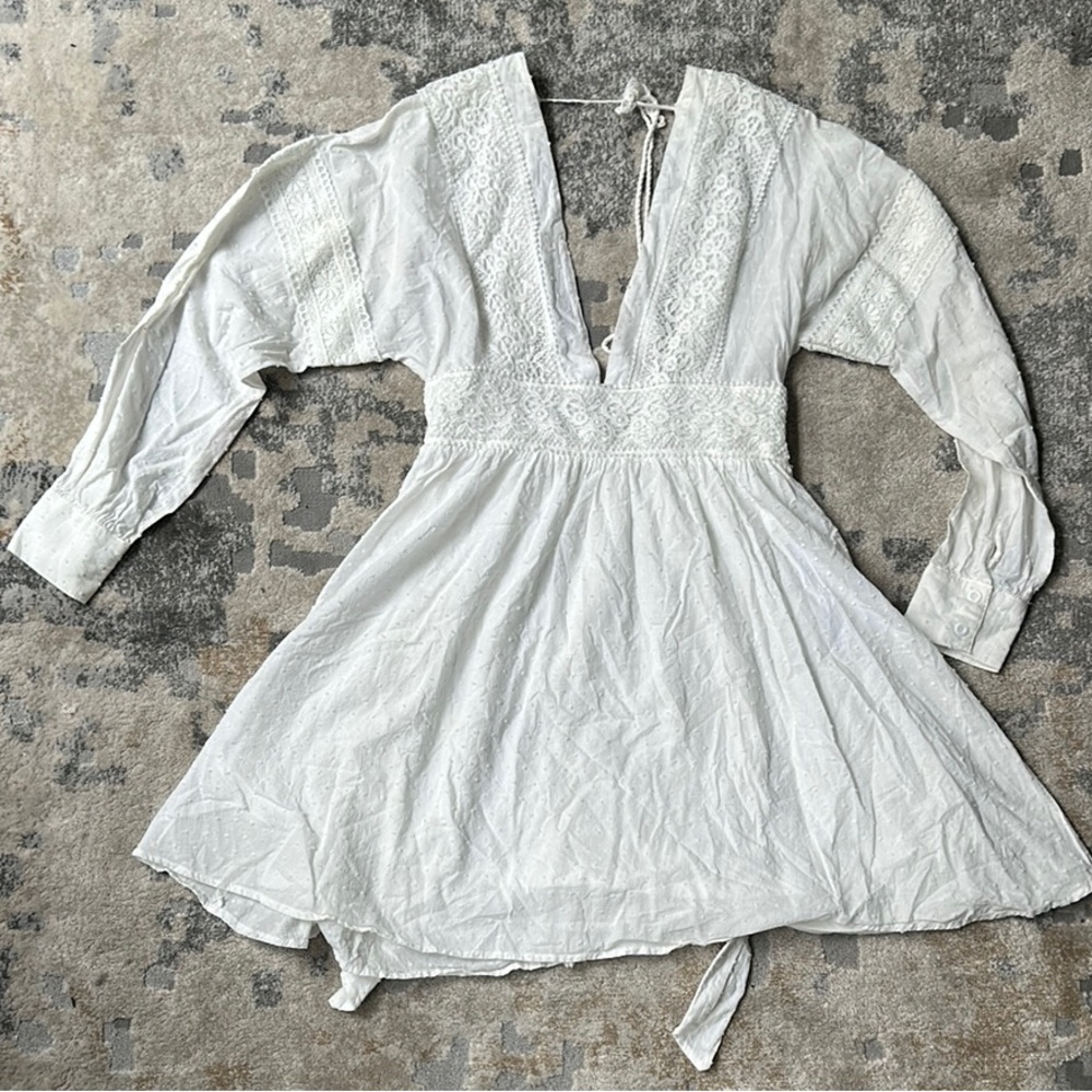 White Lace Trim Dress